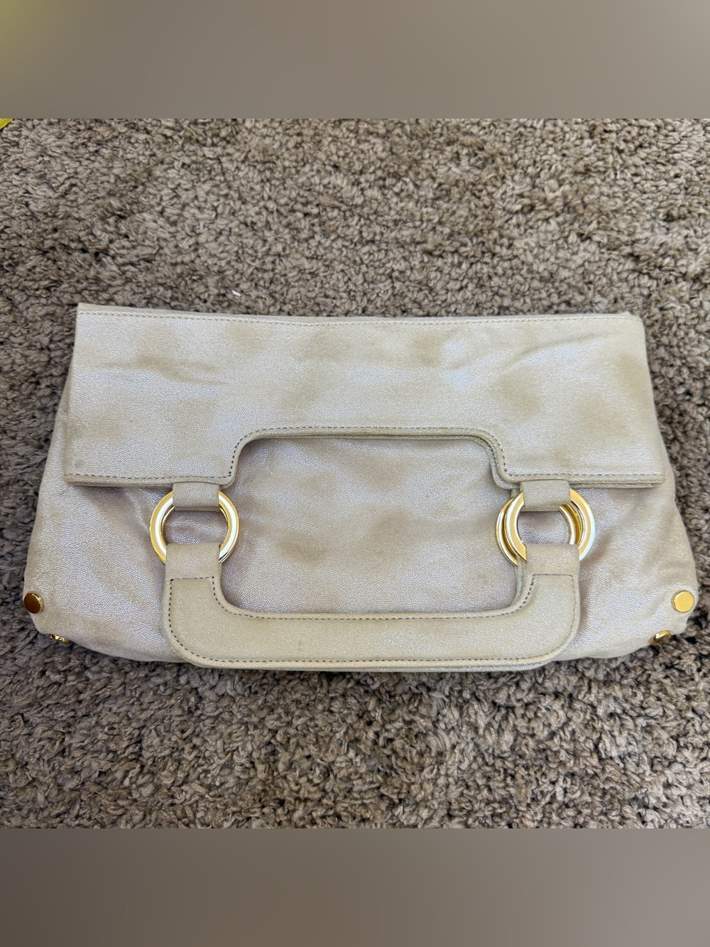 LOFT Cream Clutch with Gold Ring Hardware
